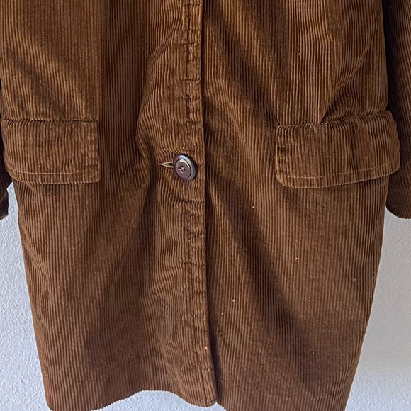 Vintage Camel Brown Corduroy Coat Peter Pan Collar Bracelet Sleeves - Picture 6 of 15